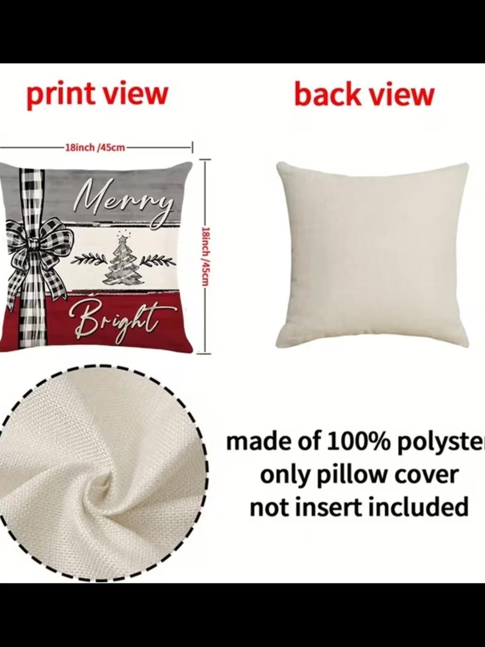Holiday Decorative Throw Pillow Set - Red, White, Gray [ Pillow Covers]